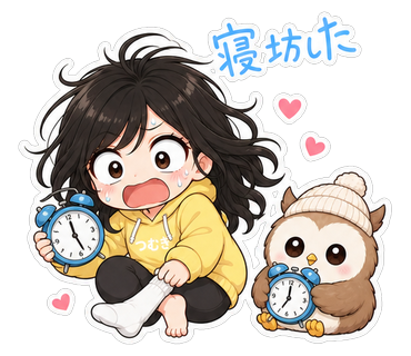 寝坊した