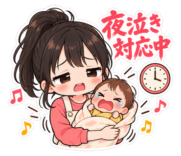 夜泣き対応中