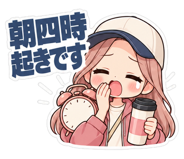 朝四時起きです